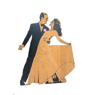 Original wooden cutout of a 1940s dancing couple