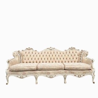 French, Floral, Pink, Yellow, Blue, Floral, Sofa
