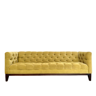 Green, Yellow, Sofa, Tufting