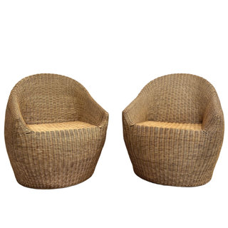 Wicker natural brown accent chairs