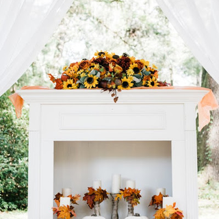 All white faux fire place