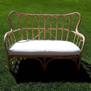 Cane Lounge White Cushions