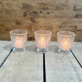 Clear Vintage Candle Glass Votives
