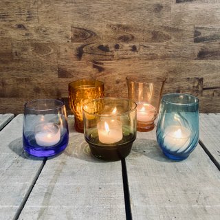 Coloured Vintage Glass Candle Votives
