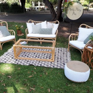 White and Brown Ottomans