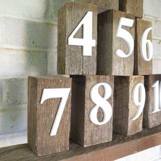 Wood Block Table Numbers Weddings