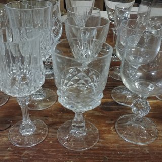 Mismatched Vintage Wine Glasses