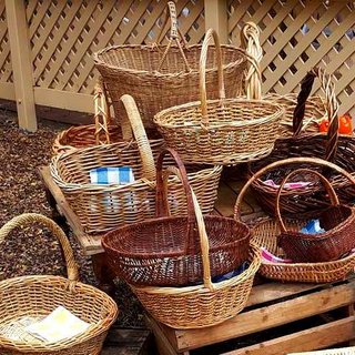 Assorted cane baskets for rugs