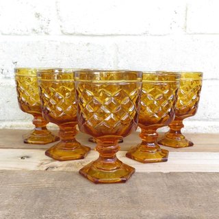 Amber vintage glass goblets