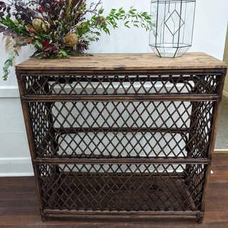 Cane and Wood Top Gifts Table