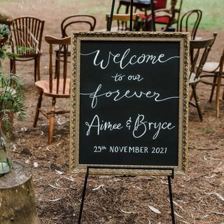 Shiny Gold Frame Chalk Sign

