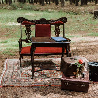 Red Upholstered Carved Back Armchair