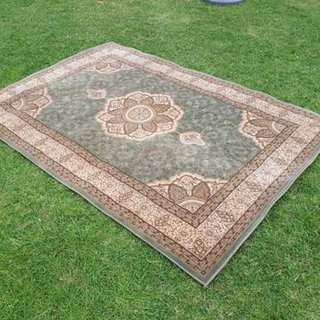 Extra Large Green Gold Medallion Rug