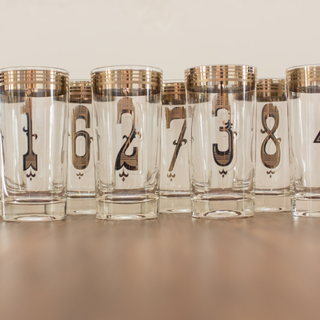 Vintage Drinks by the Numbers Highball Glasses - Set of 8 Numbered