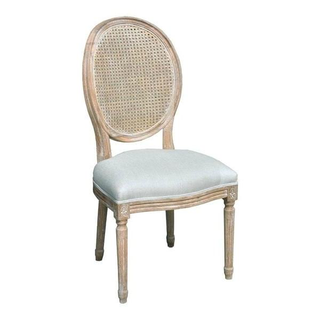 Fog Linen and White Finish Louis Cane Dining Chair For Sale