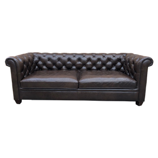 Large brown leather club sofa