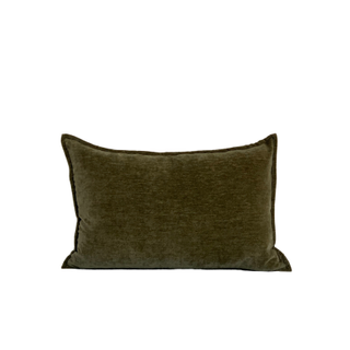 Luxurious dusty moss green velvet lumbar pillow