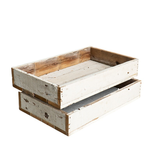 Industrial white wooden crates