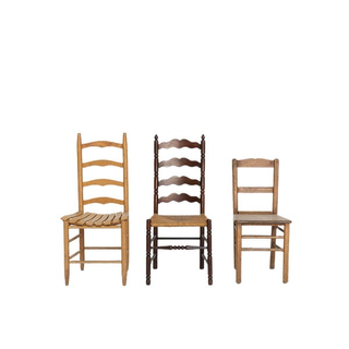 Mismatch brown wood chairs