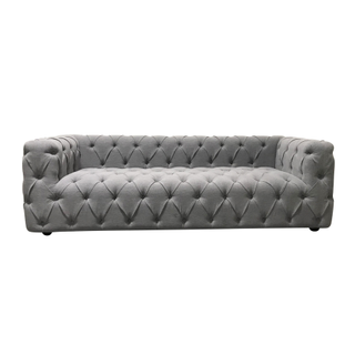 Mid Tone Grey Linen Tufted Sofa