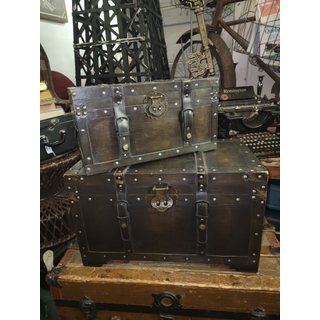 Old large brown hat box luggage - Ruby Lane