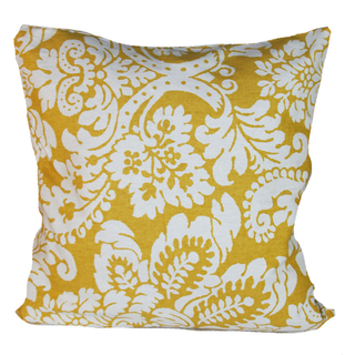 Toss Pillow: Yellow with White Damask (z)