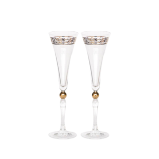Toasting Flute: Clear with Gold Accent Rim (set)