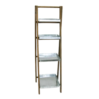 Ladder Shelf: Wood with Metal Shelves