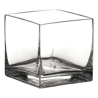 Vase: Clear Glass Cube 3.25"x3.25"x3.25"