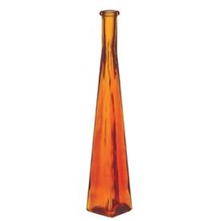 Bud Vase: Orange Glass Triangular Tall
