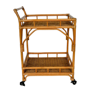 Boho rattan rectangular tea cart