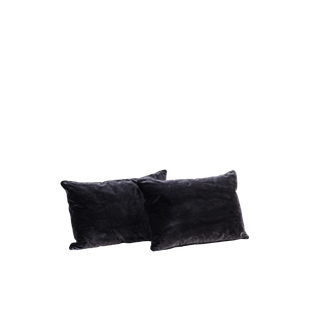 pair of dark gray velvet pillows