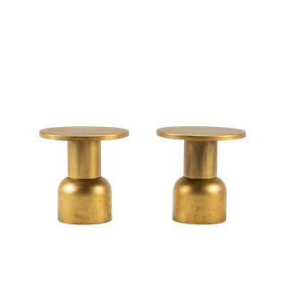 pair of contemporary gold end tables 