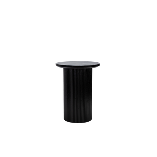 black textured cocktail table with round tabletop 