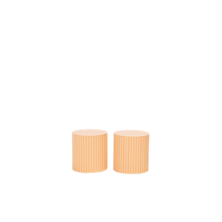 pair of terracotta pedestals with fluted sides and round top
