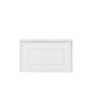 white shadowbox bar with white box trim insert and white top