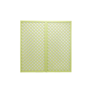 pair of light green lattice walls