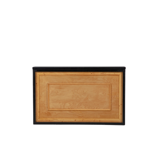 black shadowbox bar with wood box trim insert and black top 