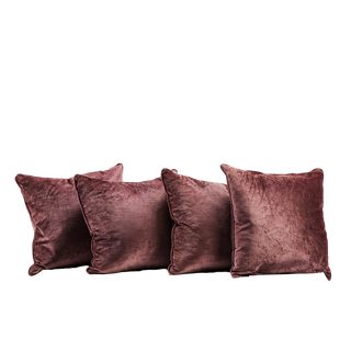 4 rose velvet square pillows 