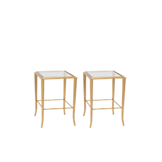 traditional brass and glass end table rental as part of lounge seating area