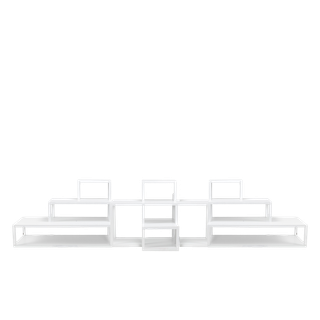 white tabletop shelving