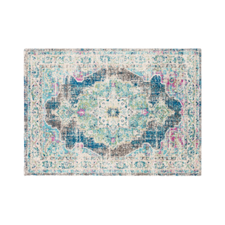 pink blue bohemian patterned rug 