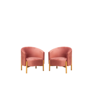 back view of pair of mauve velvet armchair event rentals