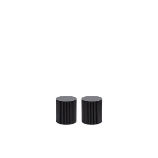pair of 16" black textured pedestals with round top and base