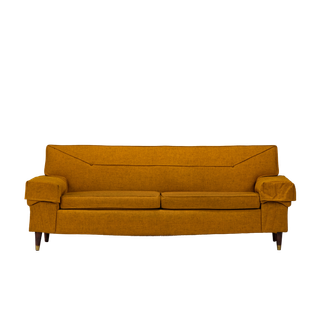golden yellow mid-century sofa 