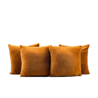 four square camel brown velvet pillows