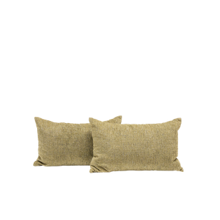 pair of moss green lumbar pillows rentable for events