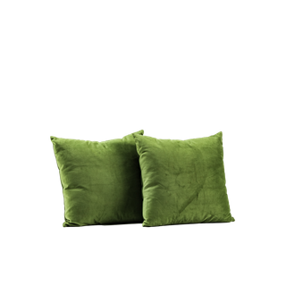 two green velvet pillows