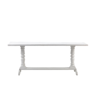 white contemporary console table with carved legs