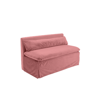pink velvet linden banquette bench rental for events